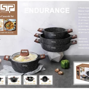 سرویس قابلمه 7 پارچ Dsp مدل CA005-S01 (دی اس پی) رنگ مشکی ، جنس گرانیت ، با سفارش آنلاین از فروشگاه لوازم خانکی سینا.